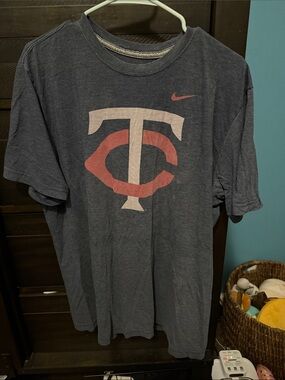 Nike Navy Short-Sleeve Tee with Red & White Minnesota Twins Logo